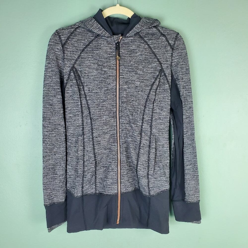 Lululemon Daily Practice Full Zip Black White Hoodie Jacket Size 8